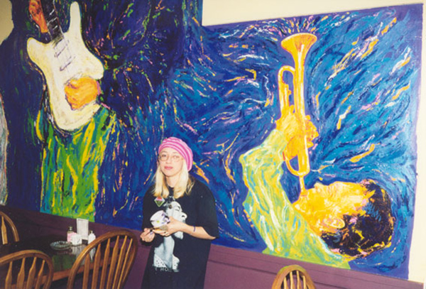 Working on the mural at Joeyg's Restaurant & Nightclub 2000